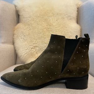 Marc Fisher studded olive suede booties